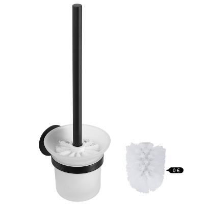 China Modern Fancy Household Hidden Adhesive Round Toilet Cleaning Brush And Steel Holder Set For Bathroom With Airy Drying for sale