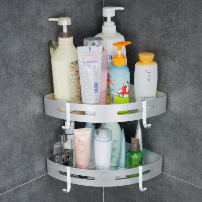 China Standing Type Luxury Bathroom Storage Punch Frame Metal Corner Shelf Wall Mounted Straight Hanging Corner Shelf for sale