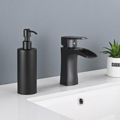 China Luxury Black Manual Foam Soap Dispenser Touch Bathroom Kitchen Stainless Steel Liquid Soap Pump Metal Dispenser Shower Set for sale