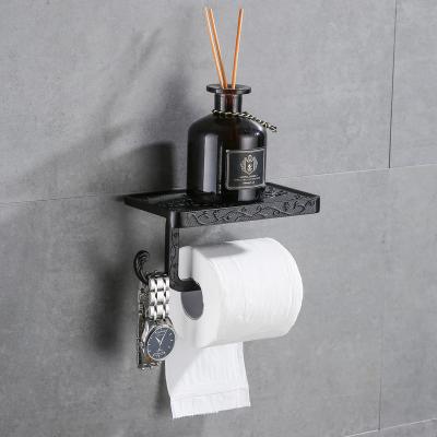 China Modern Bathroom Accessories Toilet Paper Holder With Black And Shelf Magazine Holder for sale