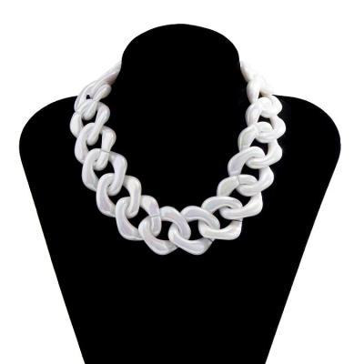 China TRENDARY Triple-A Hop Hip Chain Chunky White Acrylic Chain Necklace Cuban Link Fashion Couple Necklace For Women Punk Jewelry for sale