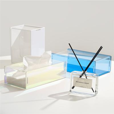 China Eco-friendly New Design Colorful Clear Acrylic Tissue Box Holder For Living Room Bedroom Bathroom Kitchen Office Gift Shop With High Quality for sale