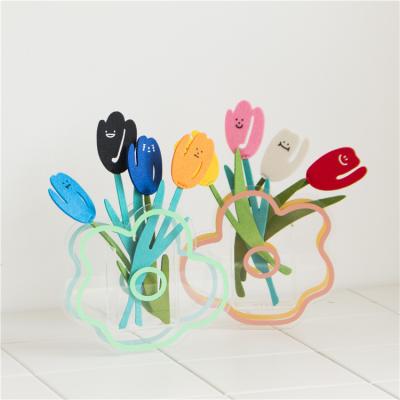 China Minimalist Flower Shape Childhood Colorful Design For Home Decor Vase Yellow Pink Blue Purple Orange Flower Vase With Premium Warm Design for sale