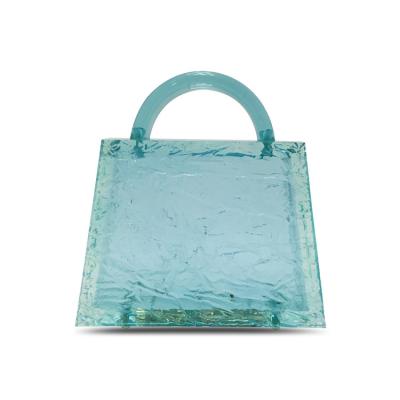 China Newest Transparent Ice Ripple Party Purse Clutch Bag Trapeze Cross Plastic Acrylic Pattern Slit Ripple Purse - Body Part Purse for sale