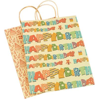 China Holiday Birthday Party Favor Bag Hand Length Handle Paper Bag Craft Decor Kids Recyclable Gift Tote Handbag for sale