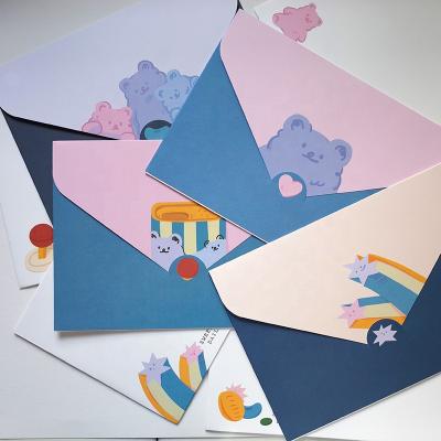 China New Style Colorful Cute Cartoon Bear Recycled Custom Printing Small Gift Card Invitation Kraft Paper Envelope for sale