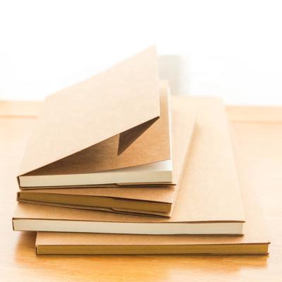 China Eco-friendly Paper Best Selling Retro Kraft Paper Notebook Blank Plain Draft Notebook For Students for sale