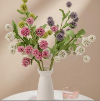 China Wholesale Eco-Friendly/Durable Artificial Silk Dandelion Ball Chrysanthemum Faux Pompoms Stem N-022 For Indoor Wedding Decoration for sale