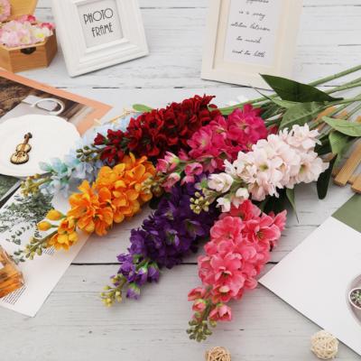 China N-095 Artificial Silk Larkspur Flower Hyacinth Silk Delphinium stems fade flower wedding vase bakeroriental decoration for sale