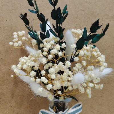 China Wedding Home Party Decoration N-020 Boho Style Preserved Real Natural Reed White Blush Rose Palm Spear Pampas Grass Wedding Flower Arrangement Bridal Bouquet for sale