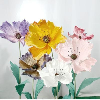 China Wedding Home Decoration J-033 Customized Large Paper Flowers Flower Head Artificial Giant Corn Poppy For Wedding Event Art Installation Party Decoration for sale