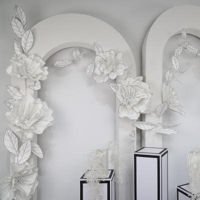 China Wholesale Giant Handmade Paper Flower White Flower Wall Window Background Layout For Wedding Props Decoration for sale