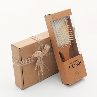 China For Home Use Gift Giving Comb Gift Box Quality Bulk Oval Shape Bamboo Tooth Head Airbag Massage Wooden Hair Comb Cepillos Pair for sale