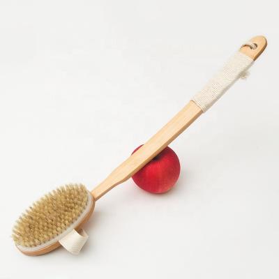 China 2023 New Factory Direct Supply OEM ODM Long Handle Boar Natural Boar Hair Lengthen Bath Brush Rub Shower Exfoliating Skin Body Brush for sale