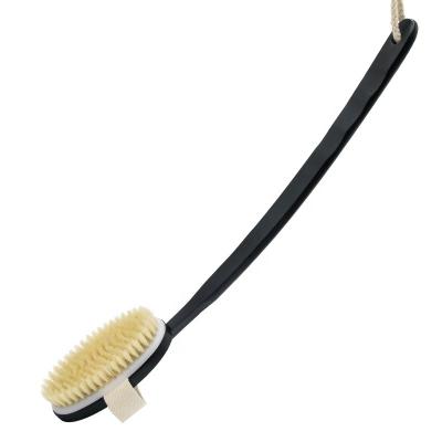 China OEM ODM 2023 New Factory Direct Supply Long Handle Natural Boar Stiffens Bath Black Brush Rub Shower Exfoliating Skin Body Brush for sale