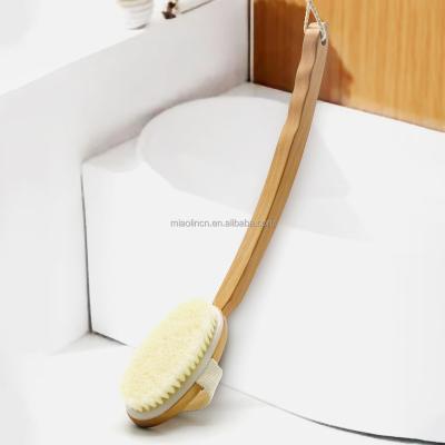 China 2023 New Factory Direct Supply OEM ODM Long Handle Boar Natural Boar Hair Lengthen Bath Brush Rub Shower Exfoliating Skin Body Brush for sale