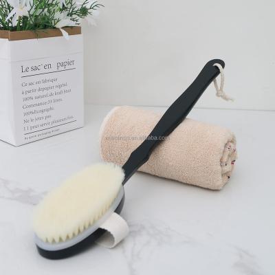 China OEM ODM 2023 New Factory Direct Supply Long Handle Natural Boar Stiffens Bath Black Brush Rub Shower Exfoliating Skin Body Brush for sale