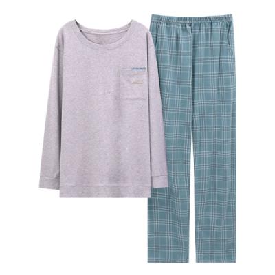 China Home Service Men's Cotton Pajamas Suit Pajamas Sleepwear Sets Long Sleeve Breathable Pajamas Pants Wholesale Plaid USA for sale