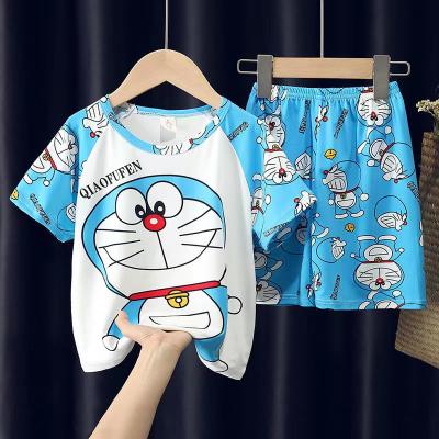 China Casual Summer Pants Boys Pajamas Suit Short Sleeve Cartoon Printed Boys and Girls T-shirt Home Tops Children's Clothing for sale