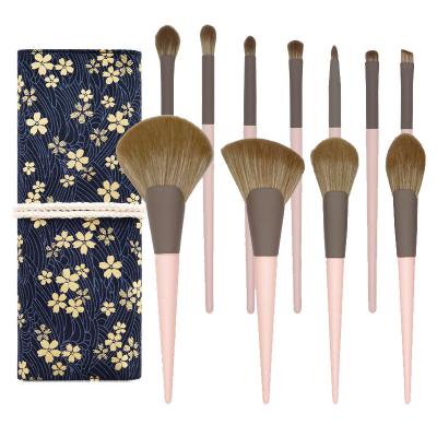 China High Quality Cruelty Free Synthetic Hair 11PCS Brochas De Maquillaje De Bambu Kabuki Brush Set China Custom Logo Natural Bamboo Handle Makeup Brush With Bag for sale