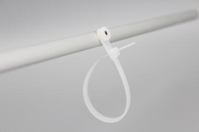 China DEMOELE 3*200mm size white and black color mountable head self-locking cable ties with hole for screw install zip ties for sale