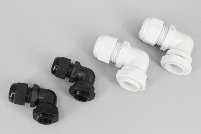 China DEMOELE New Material black and grey white IP68 waterproof Nylon Right Angle Cable Glands with CE certificate for sale