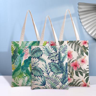 China Other Factory Floral Color Printed Canvas Handbag Canvas Bag Cotton Fabric Portable Bag for sale