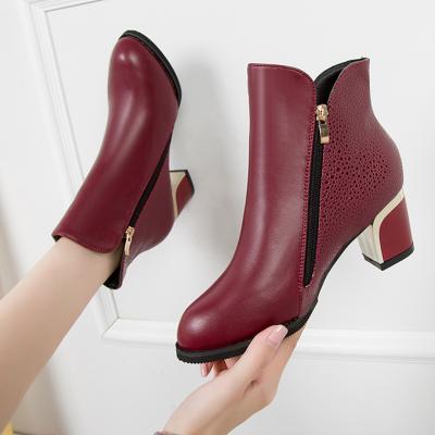 China Durable Women Fashion Boots Genuine Leather High Heel Ankle Boots For Women 2020 for sale