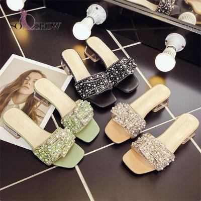 China Slides Fashion Fancy Sandals For Girls Heels Women Design High Heel Slippers With Bow For Ladies for sale