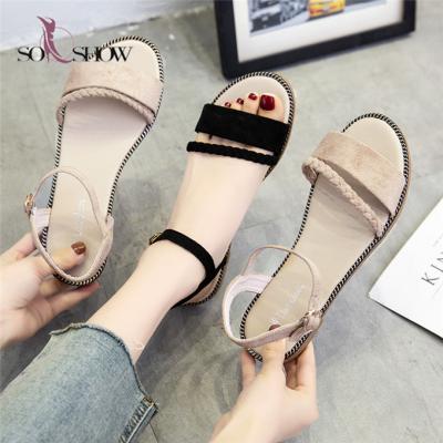 China China Trend Fashion Flat Cheap Microfiber Leather Women's Casual Sandals 2021 for sale