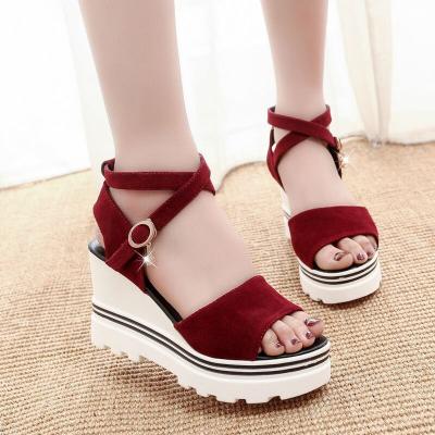 China Microfiber Fashion Summer High Heel Sandals With Flat Shape For Women for sale