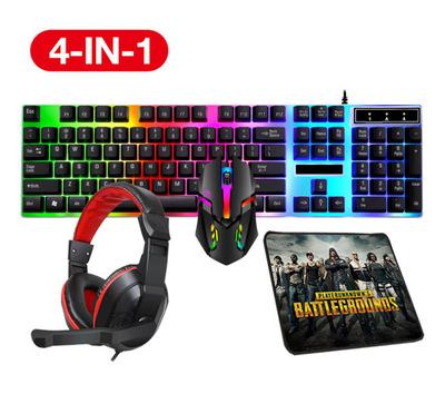 China Wired 4 in 1 RGB Wired Computer Teclado E Mouse Gaming Keyboard and Mouse Headset Combo with Mouse Pad for sale