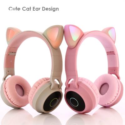 China Cute Cat Ear Headset LED Headband Wireless Headphones With Mic Glowing Earphones For Girls Girls Kids Gifts for sale