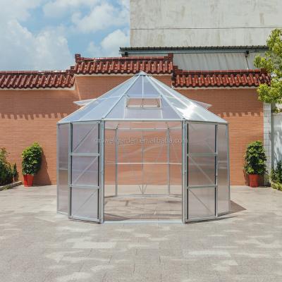 China 2021 New Greenhouse Easily Assembled Octagon Aluminum With PC Or Glass for sale