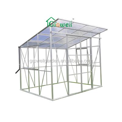 China Easily Assembled Cubic Greenhouse RC86B Alu + 4mm PC +3mm Glass Two Hinged Door for sale