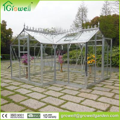 China Large Easily Assembled Hinged Glass Door Orangery Greenhouse for sale