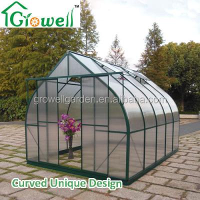 China Growell Easily Assembled Strong Curved Frame Sliding Door Garden Greenhouse for sale