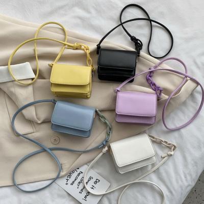 China Other Simple Design Products 2022 Women Girls Solid Color Top Selling PU Leather Flap Bag Cross - Body Small Mini Purse for sale