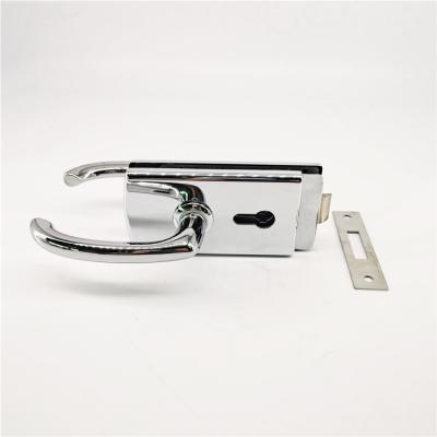 China Modern Zinc Alloy Glass To Wall Glass Door Handle Lock With Keys for sale