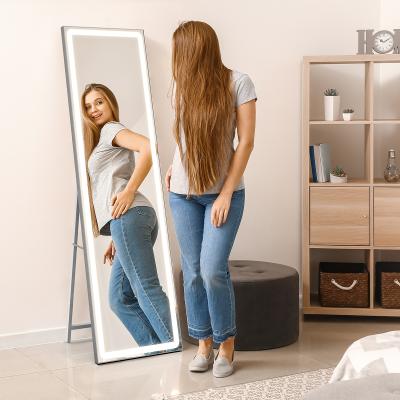 China F301 Modern Decorative Oversized Long European Led Full Size Full Length Vintage Floor Stand Mirror With Light for sale