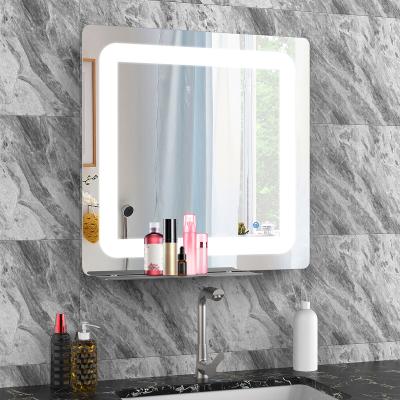 China BM4C Lighted Vanity Square Wall Led Digital Hotel Mirror Smart Bathroom With Light for sale