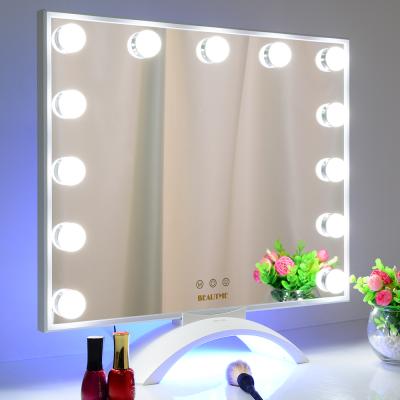 China Cosmetic Table Lighted Makeup Bride To Be Bling Lady Led Split Kawaii Shape Lamp Touch Light White Framed Cute Mirror Custom Made for sale