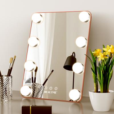 China L619 dimmable foldable lighted dressing led vanity table hollywood makeup mirror for sale