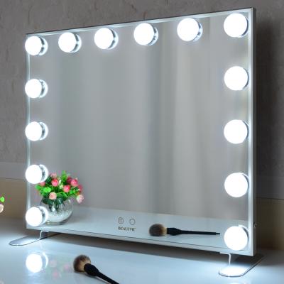 China L606 Aluminum Top Light Wedding Bedside Stand Black Table Led Cosmetic Mirror for sale