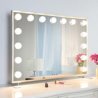 China Large Furniture Living Room Vanity LED Bulbs Wall Mirror Touch Screen Lighted Makeup Mirror for sale