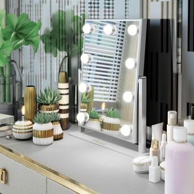 China Large Aluminum Frame Lighted Dressing Hollywood Makeup Vanity Mirror (Old) With 9 Bulb Light for sale