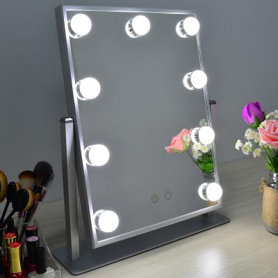 China Hollywood Style Makeup Lighted Vanity Mirror with 9 LED Lights Illuminated Dimmable Bulbs Cosmetic Mirror for sale