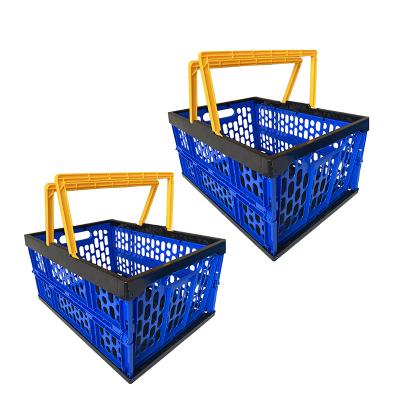 China Collapsible Foldable PP Storage Plastic Basket With Handle for sale