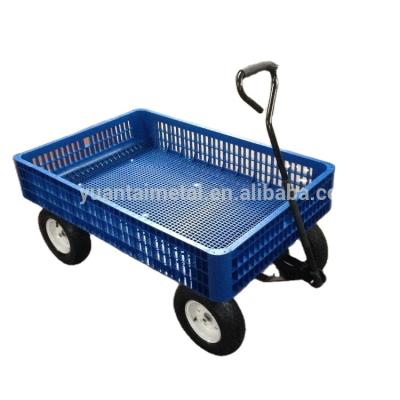 China Storage Load 250kgs Plastic Mesh Basket Four Wheel Tool Trolley for sale