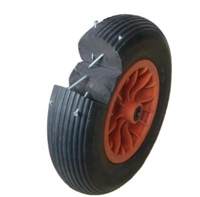 China Building Material Shops PU Foam Flat Wheel Barrow Free Pneumatic Solid Rubber Tire 4.80 400 8 for sale